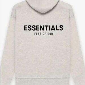 Essentials Cream Hoodie with Black Logo